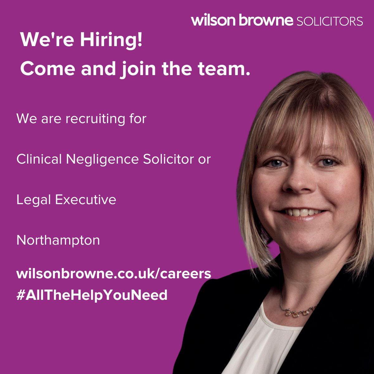 We are hiring 👉 take a look at our website to find out more info 
#Jobs 
#Northamptonshire 
#Solicitor
#AllTheHelpYouNeed