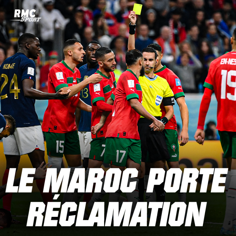 RMCsport's tweet photo. 🇲🇦 La Fédération marocaine de football, qui estime que les Lions de l'Atlas ont été privés de "deux penalties incontestables" lors de la demi-finale du Mondial perdue contre la France (2-0), a annoncé avoir saisi "l'instance compétente" pour contester l'arbitrage. https://t.co/XPdQCo4KnZ