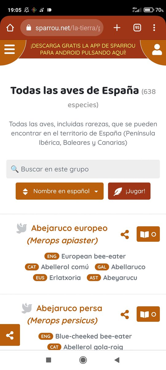 He actualizado el listado de todas las aves de España en #Sparrou según la nueva Lista de las Aves de España 2022 que publicó <a href="/SEO_BirdLife/">SEO/BirdLife</a> hace unas semanas, alcanzando las 638 especies avistadas en nuestro territorio.
➡️ Aquí tenéis la lista en Sparrou: sparrou.net/la-tierra/peni…