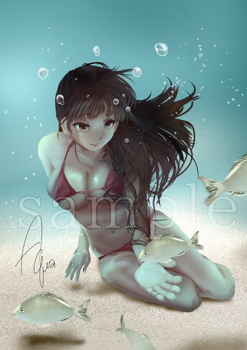 餌づけ
#絵描きさんと繋がりたい 
#絵柄好みって人にフォローされたい 
#水中 