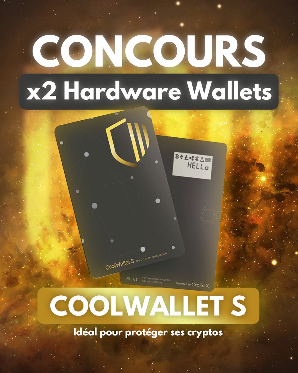 🎁 GIVEAWAY [16/24] 🎁

💳 x2 CoolWallet S (valeur 99$/u) à gagner en #collaboration avec #CoolWallet, le fabricant de hardware wallets de la taille d'une carte bancaire !

Pour participer :
👉 Follow @CryptoMafiaFR &amp; @CoolWallet
👉 RT &amp; Like

⏱ TAS dans 24h !