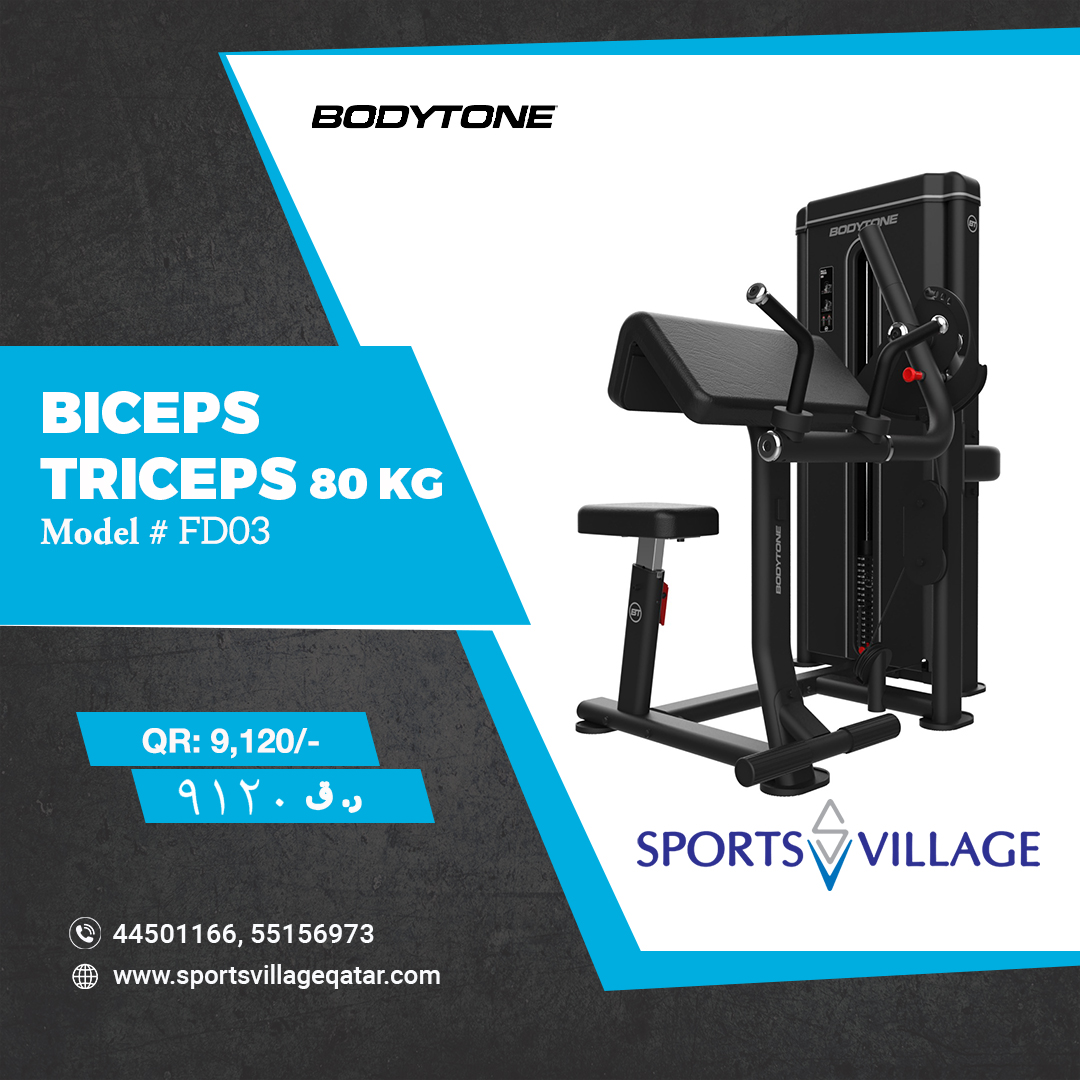 svqatar's tweet photo. The Bodytone Biceps-Triceps 80 kg machine gives you the ability to train your biceps and triceps muscles with ease and perfection.
🛍️Sports Village 
Bin Mahmoud
📱-5515 6973
https://t.co/cCIIn2jle3 
#qatardohafitness #sports https://t.co/vJZMYLP9Or