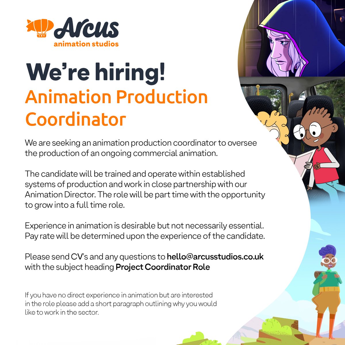 arcusstudios's tweet image. We're recruiting! We're looking for an Animation Production Coordinator to join the Arcus team. 
Please send CVs and any questions to hello@arcusstudios.co.uk

#animationstudio #animationteam #Newcastle #Gateshead #vacancy #nejobs