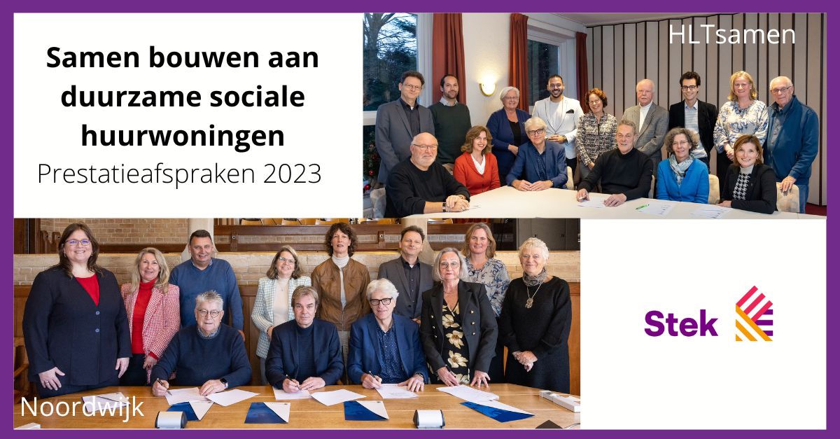 Op 12 december tekende <a href="/stekwonen/">Stek</a>, <a href="/gem_teylingen/">Gemeente Teylingen</a>, <a href="/GemLisse/">Gemeente Lisse</a>, <a href="/gem_hillegom/">Gemeente Hillegom</a>, <a href="/NoordwijkZH/">Gemeente Noordwijk</a>  en twee huurdersbelangenorganisaties HBVB en SHN de prestatieafspraken voor 2023.
stek-wonen.nl/Home/Nieuws/20…
#jehuisjethuis #hltsamen