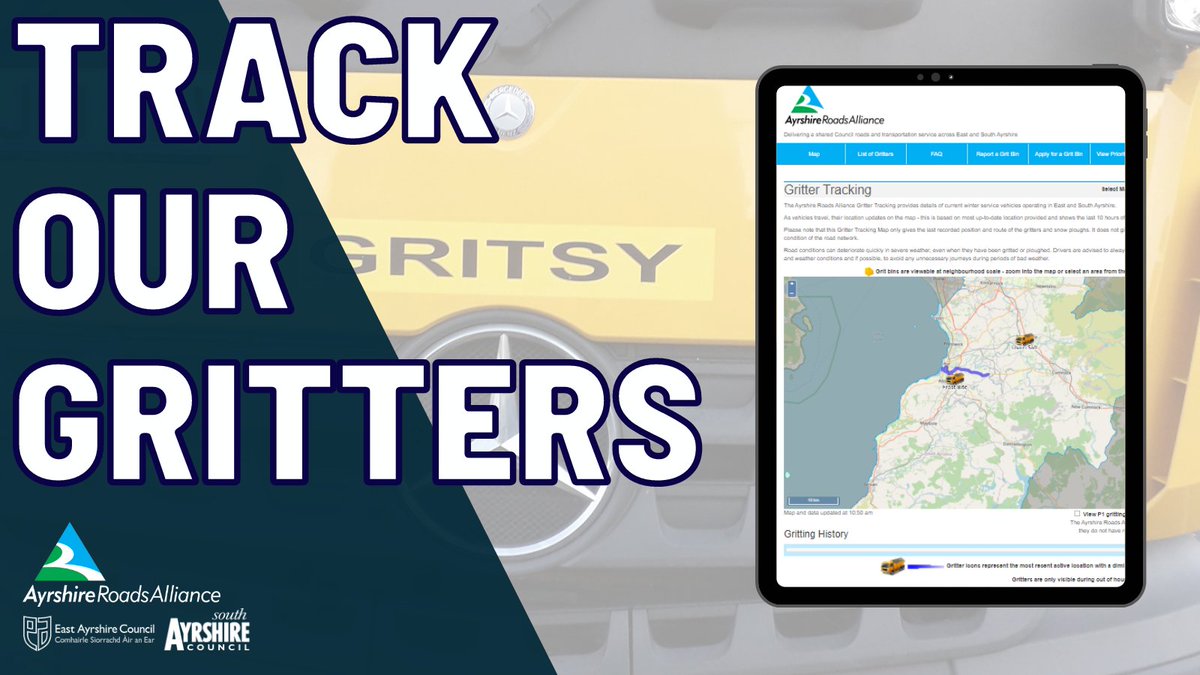 AyrshireRoads's tweet photo. Our gritting teams are heading out as road surface temperatures are set to drop > https://t.co/4TYQezpfhq  

EAC Emergency Helpline 0345 724 0000 

SAC Emergency Helpline 0300 123 0900

#staysafe #wintergritting #winter2022
@EastAyrshire @southayrshire https://t.co/wmC39UCkW1
