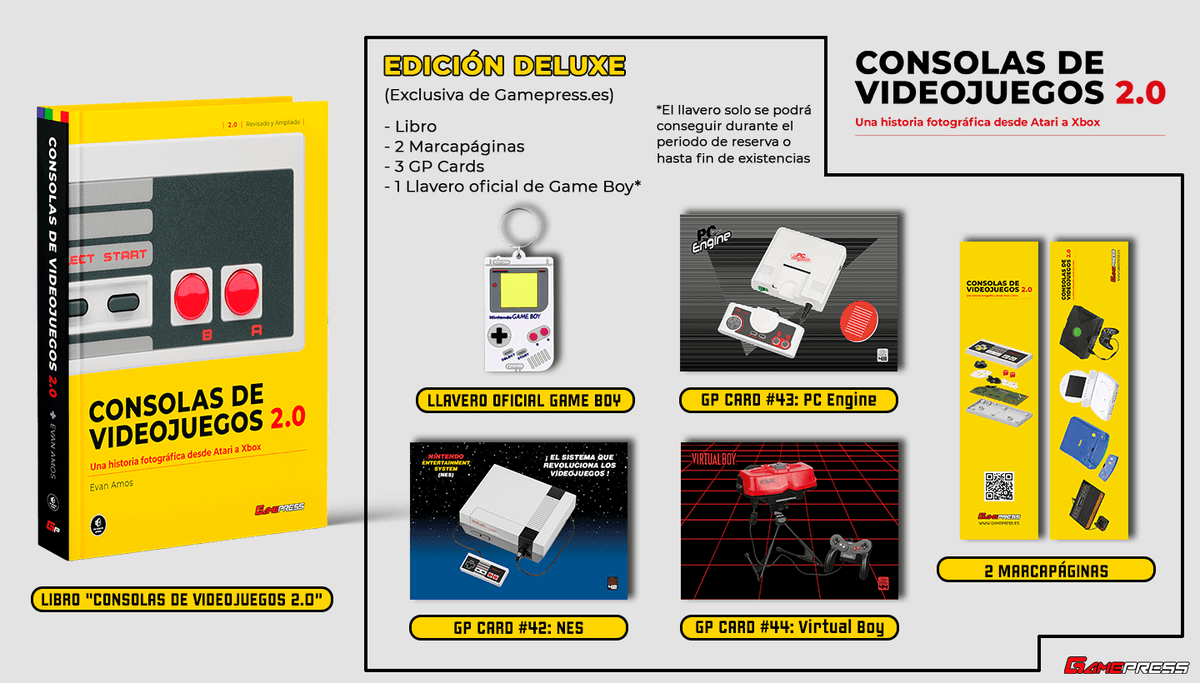 GamePressEd's tweet image. ¡Último día para reservar "Consolas de Videojuegos 2.0", el librazo de videojuegos de estas Navidades! Recuerda que el llavero de Game Boy es solo para las reservas. 316 págs. llenas de fotografías en HD y datos de consolas, muchas desconocidas.
🎮Reserva: bit.ly/3ADhVop