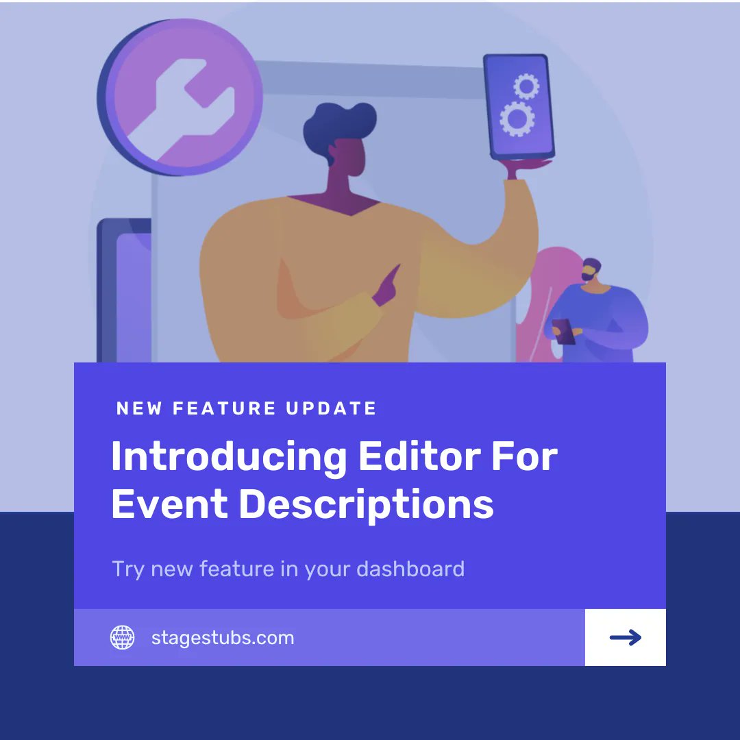 ✍️ #NewFeature is Here: Editor for Event Descriptions 

🎉  Our new editor is designed to help you create beautiful, engaging event descriptions that will make your tickets stand out. Try new feature on Stage Stubs today and see how easy it is to make outstanding descriptions!