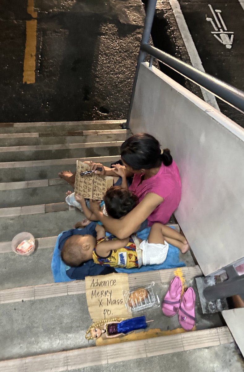 I just passed by this woman below the GMA-Kamuning MRT station teaching her daughter the alphabet while his son sleeps peacefully beside them. 

Baka they should be the Marcos government’s priority instead of the Maharlika Investment Fund, which, frankly, sounds like a scam.
