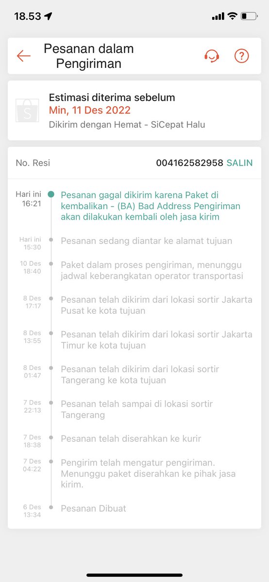 irajayantis's tweet photo. Halo @sicepat_ekspres yang katanya “cepat”, paket saya dr kapan tau belum sampai nih, keburu natalan tahun 2023 inimah. Status dikirim ke alamat, tiba2 gagal krn bad address HAHAHA KOCAK. https://t.co/Z7LcKVUqN2