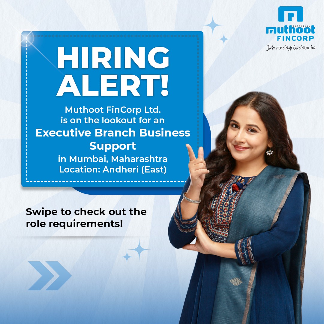 MuthootIndia's tweet photo. #HiringAlert π£
Are you always updated on market trends and are coming up with new ways to help a business grow efficiently? If yes, then send us your resume today if the job description matches your skill set.
#OneMuthoot #Walkin #JobDrive #Job #Hiring #MumbaiJobs https://t.co/qbyZ7ZQaSH