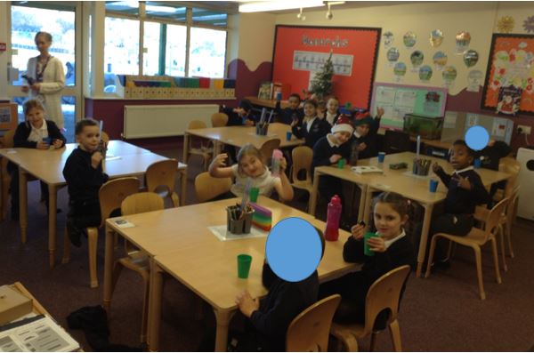 MissScrubyNHP's tweet image. We followed our instructions from our English lesson yesterday to make a hot chocolate. We even had marshmallows and whipped cream!