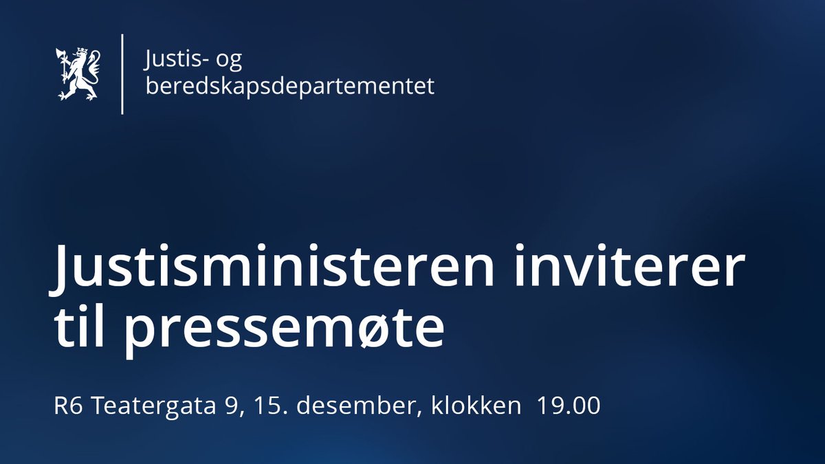 Justisministeren inviterer til pressemøte etter frifinnelsen av Viggo Kristiansen i Baneheia-saken i dag klokken 19 i R6, Teatergata 9, Oslo. 

Presse bes møte opp i god tid og må vise gyldig ID i resepsjonen.

Info og strømming: regjeringen.no/d2951434/