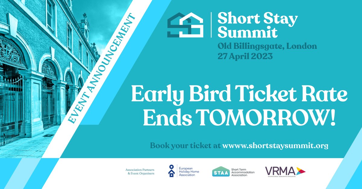 Make sure you don't miss out on the Short Stay Summit early bird offer! Visit shortstaysummit.org to book your tickets now! #shortstaysummit #holidaylets