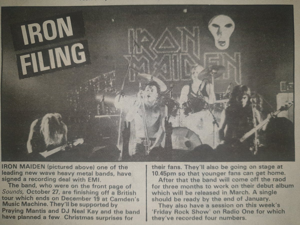 SoundsClips's tweet photo. News of Iron Maiden signing a record deal with EMI in Sounds 15th, December 1979. @IronMaiden @Luisma1974 https://t.co/vOlfKIKyjP