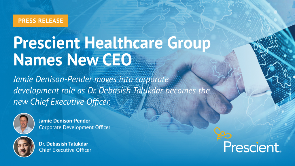 Prescient_HG's tweet photo. Prescient names new CEO, Dr. Debasish Talukdar. Jamie Denison-Pender will assume the role of Corporate Development Officer. Read more in our press release: https://t.co/fRk6bU3Lgi https://t.co/mCyupSUEl2