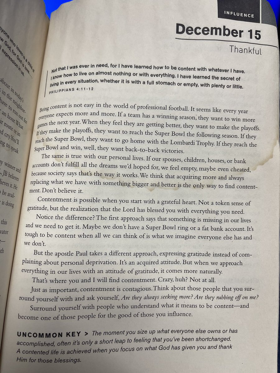 CoachBradClark's tweet photo. 1/351 Thankful Thursday! “A contented life is achieved when you focus on what God has given you and thank Him for those blessings.” @TonyDungy https://t.co/OrRLxHmoA5