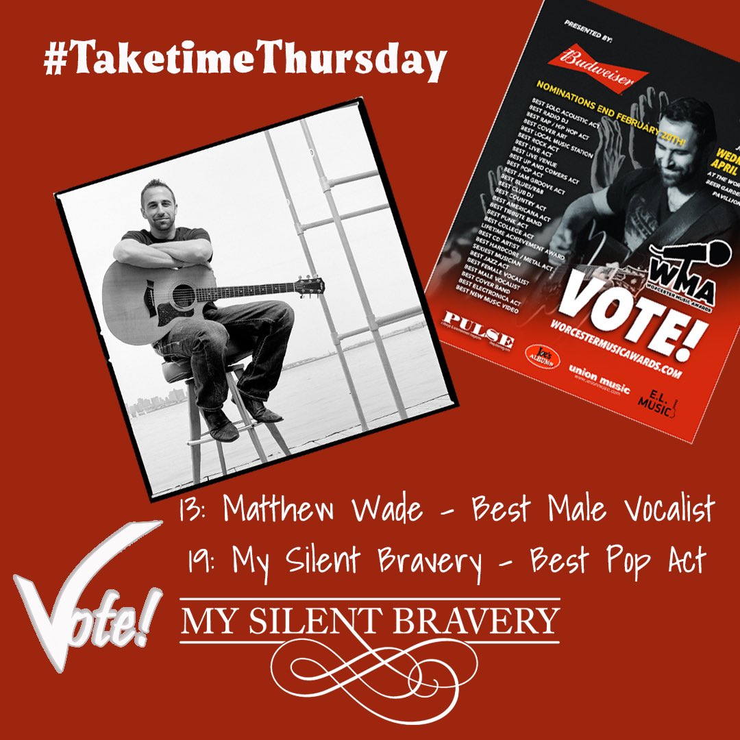 MSBFanPage's tweet photo. It's #taketimethursday Brave❤️s. We'd be so #grateful if you'd take a moment to show Matt some ❤️❤️❤️by voting in the WMA categories ~ 13: Matthew Wade - Best Male Vocalist & 19: My Silent Bravery - Best Pop Act
Vote here👉 https://t.co/4Njh3qlMUw
#musicawards
#fanssupport https://t.co/BC5JB8Nj9h