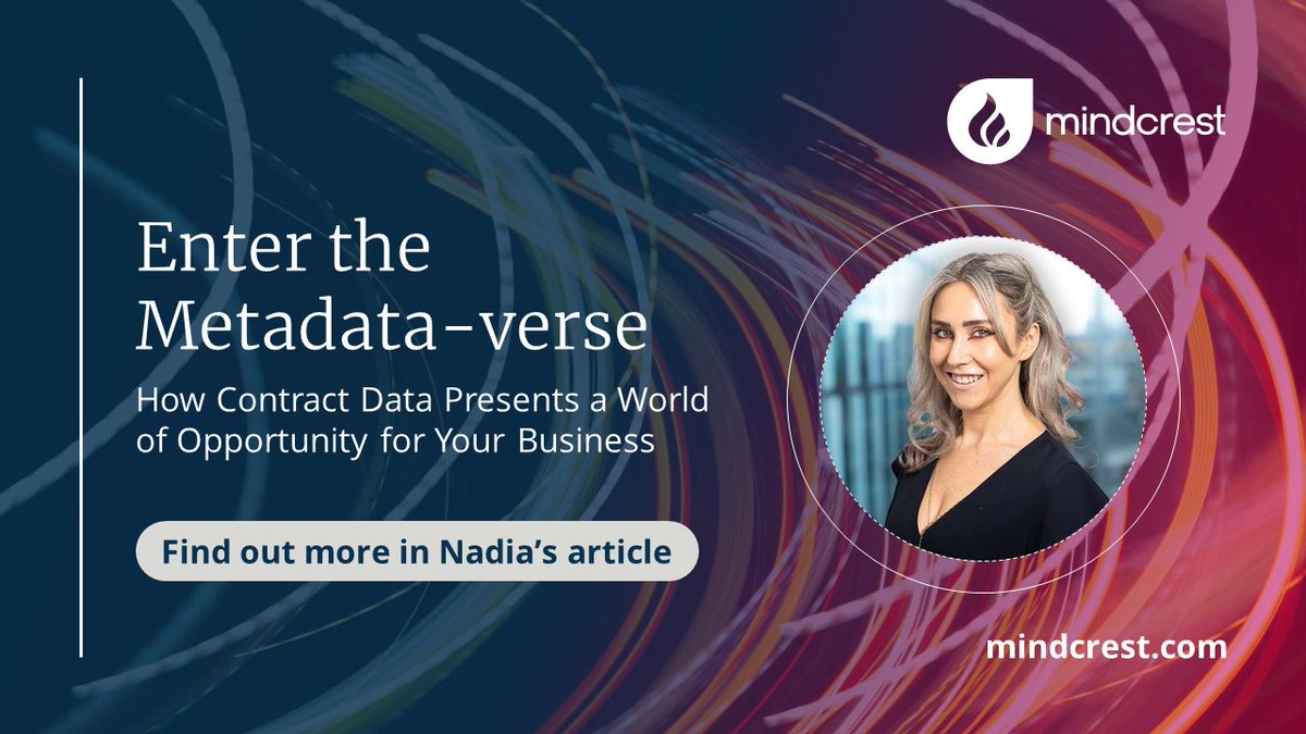 mindcrestinc's tweet photo. Did you know that you can enhance revenue, without increasing costs by optimizing the management of your existing #contract metadata? Read our article, covering the types of #data available, how to use it and how best to capture it: https://t.co/Pl77l1ESqv #mindcrest #metaverse https://t.co/gIeYnhu8WJ