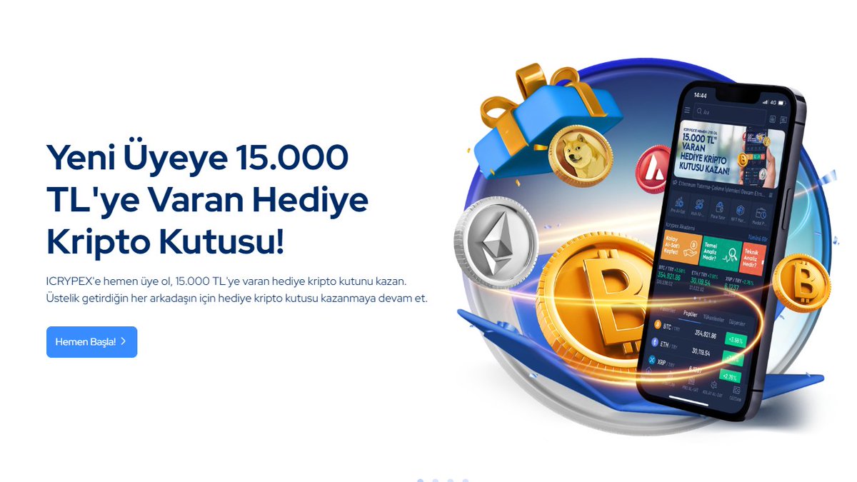 bitgoyin's tweet photo. ICRYPEX borsasına üye olarak 15.000 TL'ye varan hediye kripto kutusu kazanabilirsiniz. KYC doğrulamasını başarıyla yaptıktan sonra ikinci bir kutu daha kazanıyorsunuz. #kriptopara #BTC #Avax
https://t.co/QT04TZhCzT https://t.co/w7cH5He4pC