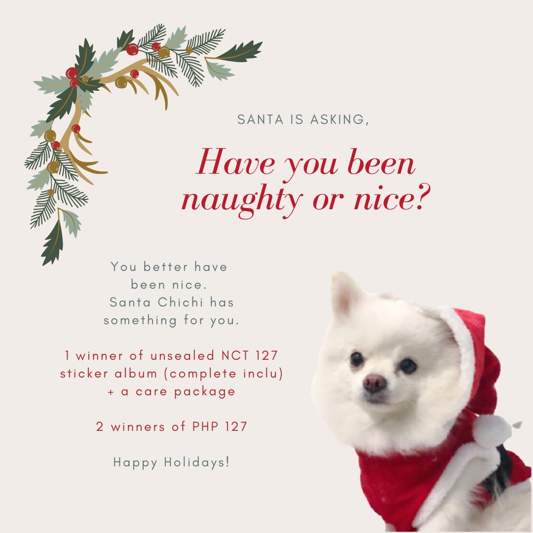 featseokchan's tweet photo. 🎄 NCT 127 Christmas Giveaway 🧑🏻‍🎄

🎁 1 winner of unsealed NCT 127 sticker album (complete inclusions) + a care package
🎁 2 winners of PHP 127

⟢  like and rt
⟢ must be following me
⟢  reply "done #NCT127 @NCTsmtown_127"  

see photos for more deets. Happy Holidays!💗 https://t.co/QUNa7hDyKL