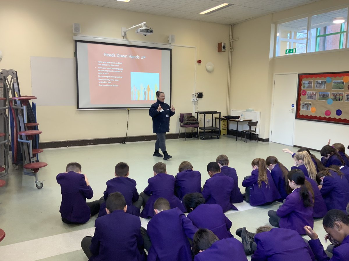 RunnymedeStEd's tweet photo. Following on from Anti Bullying Week, Year 5 took part in a workshop on cyber bullying. A big thank you to #bullybusters https://t.co/vve34YdX9k