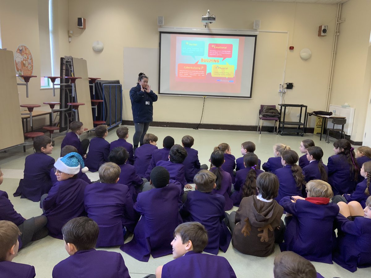 RunnymedeStEd's tweet photo. Following on from Anti Bullying Week, Year 5 took part in a workshop on cyber bullying. A big thank you to #bullybusters https://t.co/vve34YdX9k