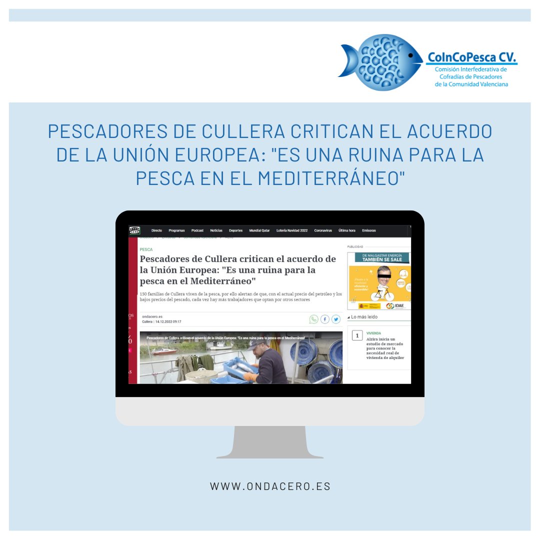 coincopesca's tweet photo. ❌ Pescadors de Cullera critiquen l'acord de la Unió Europea: "És una ruïna per a la pesca en el Mediterrani"

👉 150 famílies de Cullera alerten que cada vegada hi ha més treballadors que opten per altres sectors

🔎 Tota la informació:
https://t.co/sr3LKAmGxE https://t.co/YTk5V1cuCi