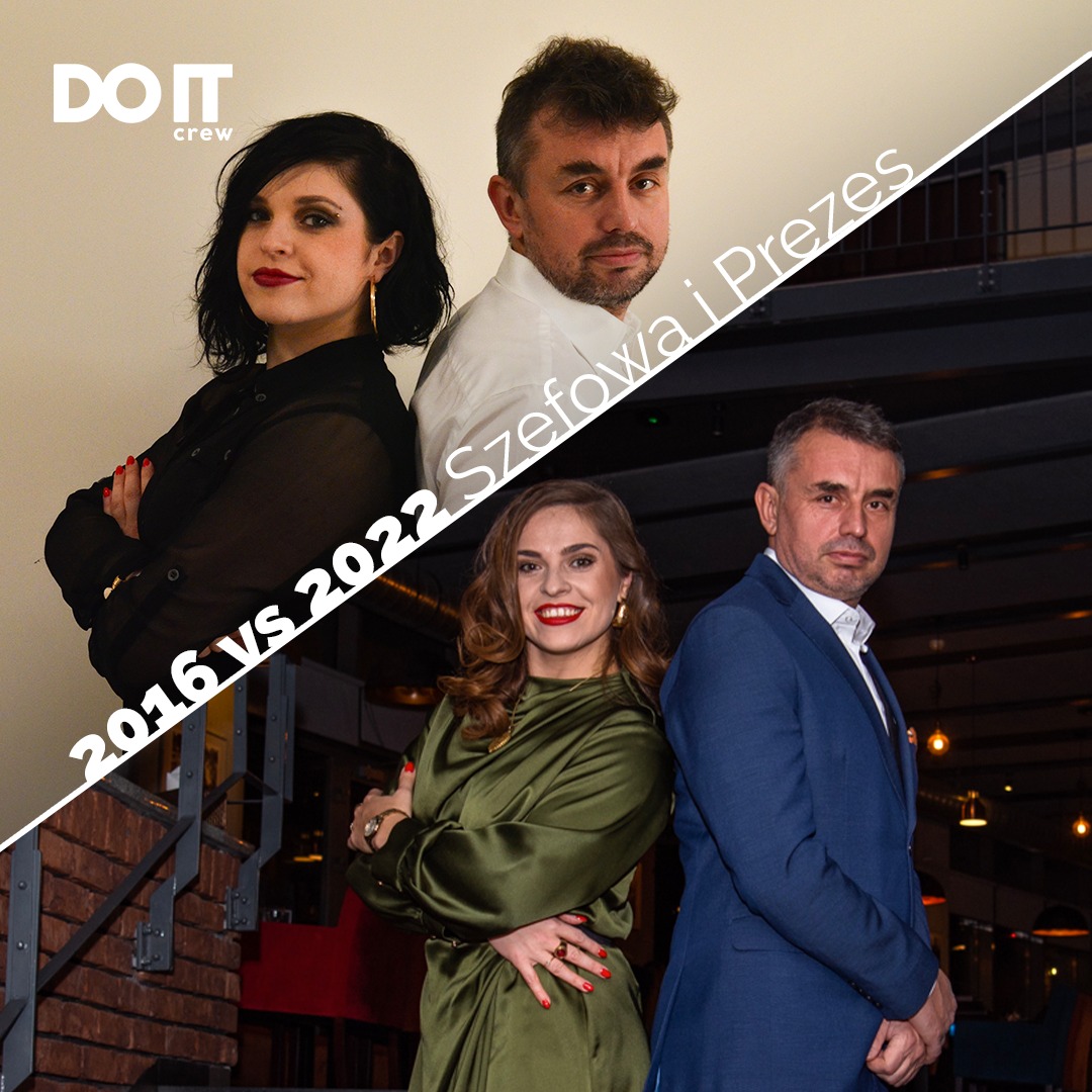 doitcrewpl's tweet photo. 😆 6,5 roku za nami 🎉 W sumie całkiem sporo się zmieniło - zaczynając od szefostwa 😂 
Kto Waszym zdaniem przeszedł większą metamorfozę - Marta Molska czy Rafał Skarżyński❓#doitcrew https://t.co/2CBaUMrhM6
