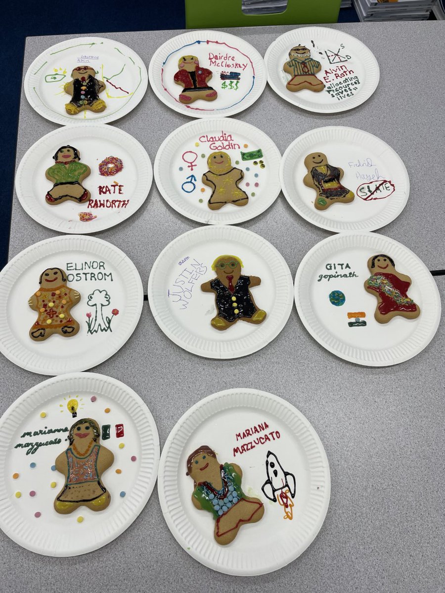 WKGS_BusEc's tweet photo. Year12 Economics students creating their favourite economists in gingerbread. Such a talented bunch! Friedrick Hayek Lawrence Klein @JustinWolfers Deidre McCloskey @KateRaworth @MazzucatoM @GitaGopinath Claudia Goldin Elinor Ostrom @AlvinRoth @WKG6thForm https://t.co/MIoc2bVNK8