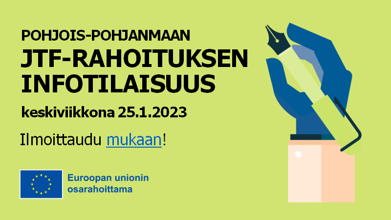 timisjarvi's tweet photo. .@ppliitto, @PP_EUtietopiste yhdessä @POPELYkeskus kanssa järjestää alueen toimijoille #JTF -rahoituksen infotilaisuuden keskiviikkona 25.1.2023. Heti perään perjantaina 27.1.2023 vastaavalla sisällöllä #TEAMS JTF-rahoituksen infotilaisuus. 🇪🇺Lisätietoa⬇️
https://t.co/z4VtkFEyxb https://t.co/O4N61Vmv67