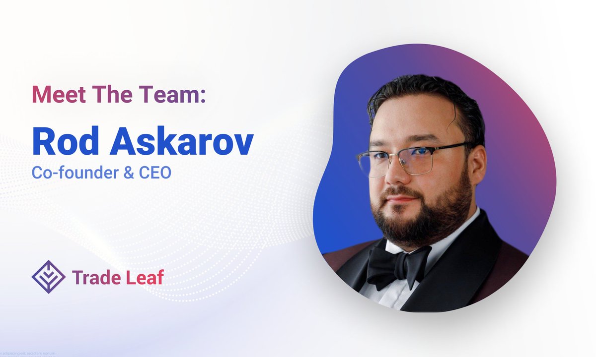 tradeleaf's tweet image. Today we want to introduce you our Co-founder &amp;amp; CEO

A long-time New Yorker, he is currently a director of Creditexim, an organization that provides short-term financing solutions to small and medium-sized commodity importers and exporters.

Let's welcome @rodaskarov together!