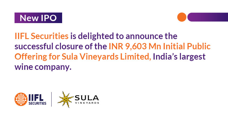 iiflcapital's tweet image. IIFL Securities&apos; investment banking team completes another successful IPO - Sula Vineyards - which is India&apos;s largest wine company.
#IIFLSecurities #SulaVineyards #IPO