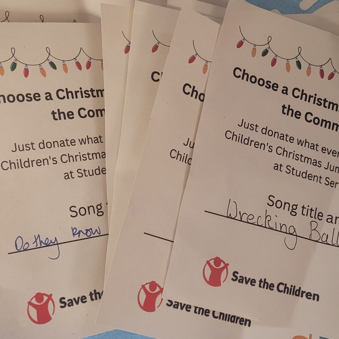 A big thank you to the PSC students and staff who contributed generously (and colourfully!) to Christmas Jumper Day in aid of <a href="/savechildrenuk/">Save the Children UK</a> - we raised just over £300!  A special thanks to our wonderful SU, who rattled their buckets and took song requests from PSC Common Room!