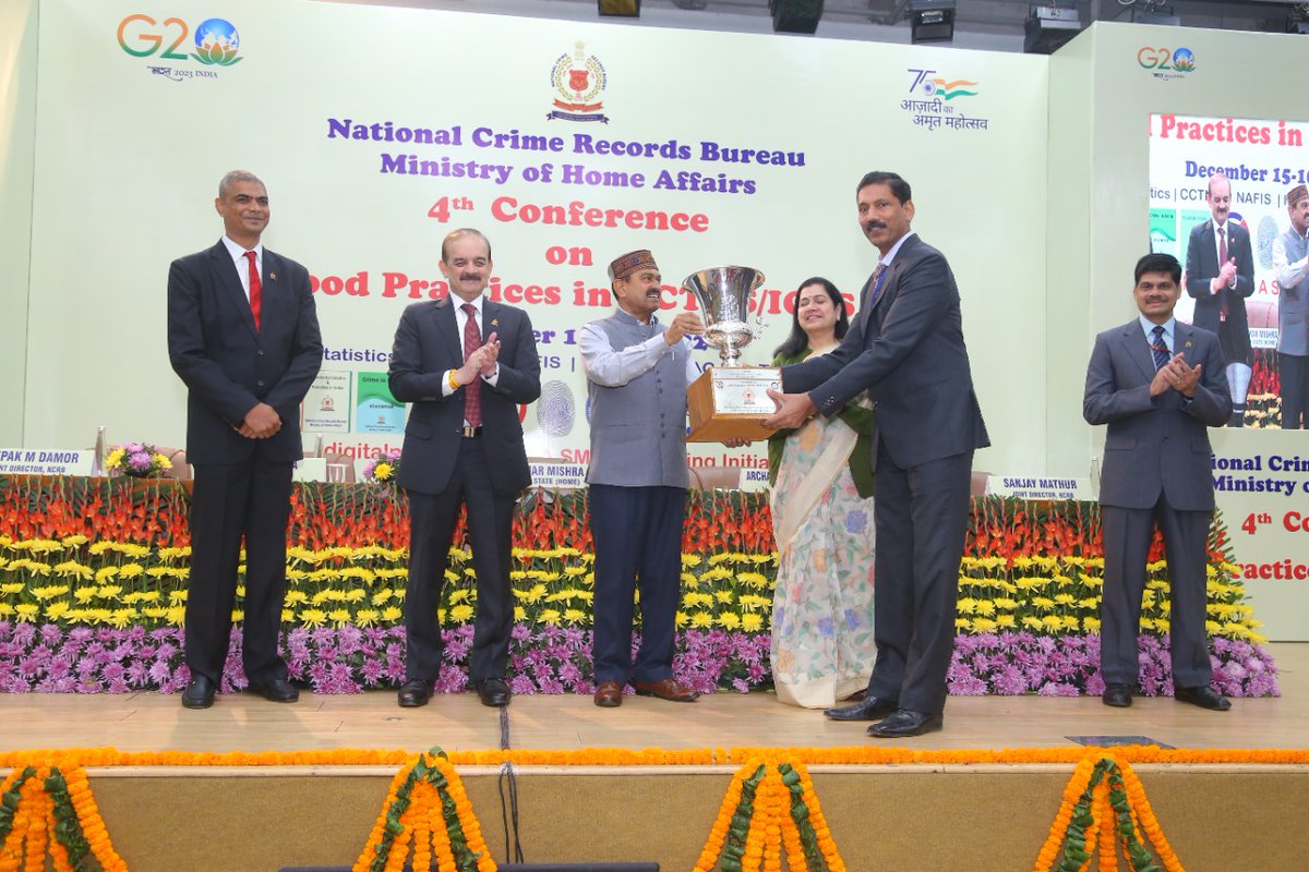 NCRBHQ's tweet photo. 4th Conference on Good Practices in CCTNS/ICJS, NCRB inaugurated by Chief Guest Shri Ajay Kumar Mishra, MoS (Home). Smt Archana Ramasundaram (Member Lokpal) was the Guest of Honor.  12 States/UTs were awarded for best performance in ICJS. https://t.co/RQhdU3iSRI