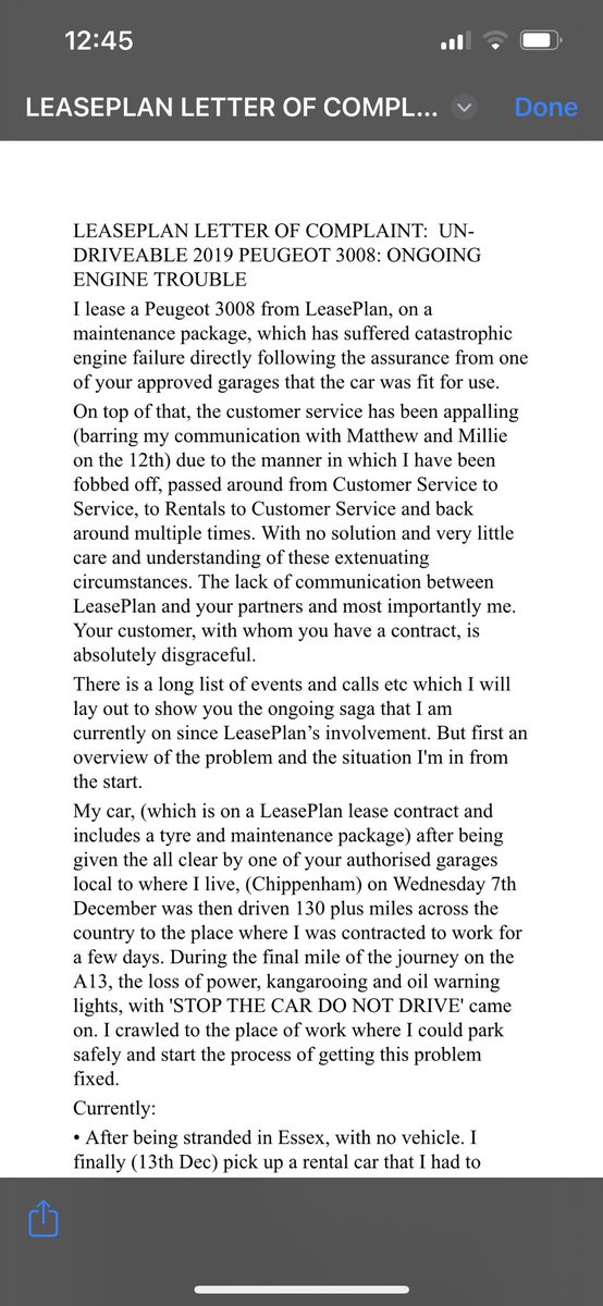 Kelly_MvB's tweet photo. @LeasePlanUK I still have no idea what is wrong with the car I lease from you. I HAVE CHASED MAIN DEALER, AGAIN. only to be told they still haven’t looked at the car. Attached my original letter of complaint - apologies for the layout… #disgracefulcustomerservice  #leaseplan https://t.co/61oVZ0Uqjy