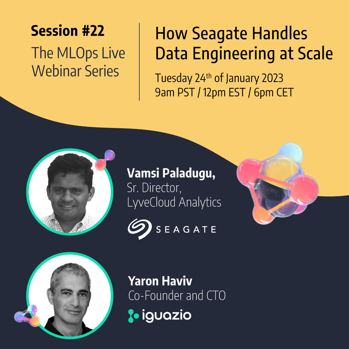 iguazio's tweet photo. The first #MLOpsLive of 2023 has dropped 🎉
We're excited to host @vamsipaladugus1, Sr Director
@Seagate on Jan 24th to discuss how @Seagate overcame challenges to handle data engineering @ scale while keeping costs ⬇️ & productivity 🚀
Grab your seat: https://t.co/ezdxMAUWh1 https://t.co/apTu7v70Hz