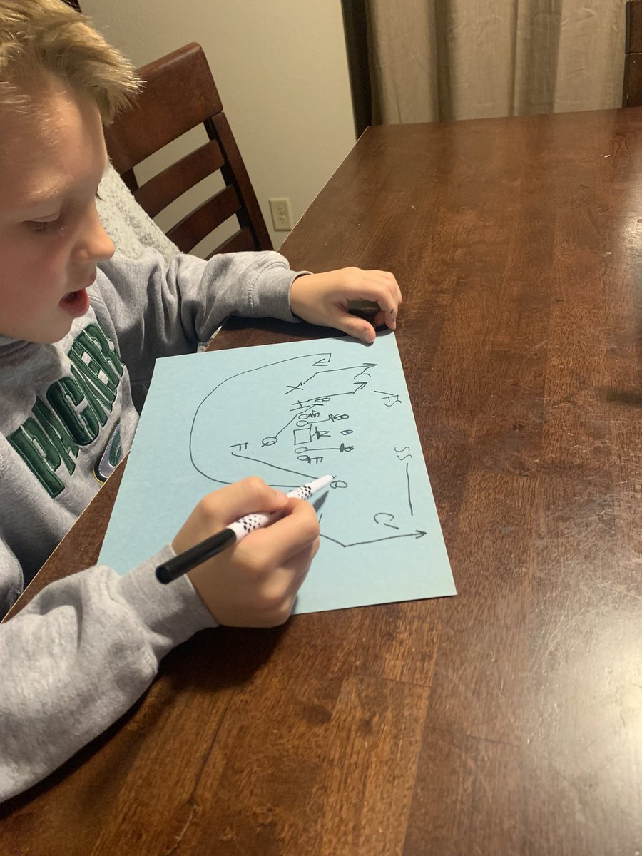 CoachKlug75's tweet photo. Getting after it during the snow delay.  Draws em up better than his old man. https://t.co/efrkWzfoT9