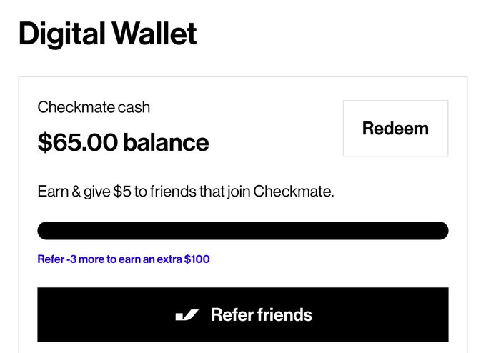 @CheckmateSaves I never received my $100 for referrals. I have 13 and it just says &ldquo;refer -3 more to<a class="tags" target="_blank" title="On Twitter" href="/?out=eyJ0eXAiOiJKV1QiLCJhbGciOiJIUzUxMiJ9.eyJpYXQiOjE3MjU4NTc0NzksImlzcyI6InR3cG9ybnN0YXJzLmNvbSIsIm5iZiI6MTcyNTg1NzQ3OSwiZXhwIjoxNzU3MzkzNDc5LCJyZWRpcmVjdF91cmwiOiJodHRwczovL3R3aXR0ZXIuY29tL0NoZWNrbWF0ZVNhdmVzIn0.6zvzhRpvL1iD_PviVb1KlmYaMQRmZgom5JEBuggarc0Du71whnzOJvNcR1KVnJfTuTJYz9nnItK7kcSe98bxXQ">@CheckmateSaves</a><a href="/tag/nhlbruins"class="tags"><span>#nhlbruins</span></a>