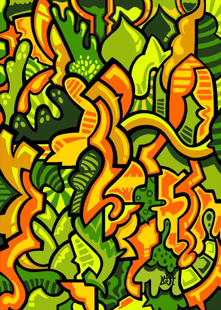 LudoweezArt's tweet photo. Yellow, green, and a splash of orange
Sights of gold, a treasure lies at close range
Lost and bejuggled, perhaps it's just madness
Which crawls unseen,leaving you restless

Jungle Psyche, our 3rd NFT is live on @_Dartroom!
https://t.co/6rvMLuh6Gs

#nftarti̇st #algoNFT #digitalart https://t.co/P7RjxZEwMA