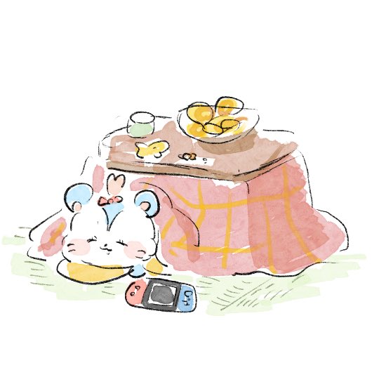 kotatsu table nintendo switch no humans mandarin orange food fruit  illustration images
