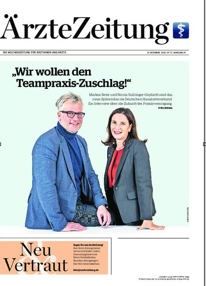 haev_aktuell's tweet photo. Heute @aerztezeitung: Das große Interview mit @NBuhlinger und @markusbeier1 zur Zukunft der Primärversorgung. https://t.co/RdCjqq6b7Z