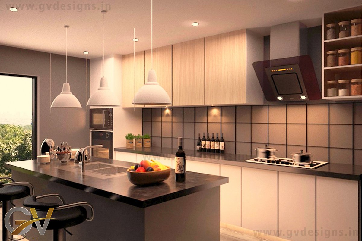 An island kitchen is an excellent choice because it is not too small or too large, and it includes a breakfast bar, giving it a modern appearance.
#gvdesigns #likesforlike #bangalore
#interiors #homedecor #islandkitchen #kitchendesign #kitcheninterior