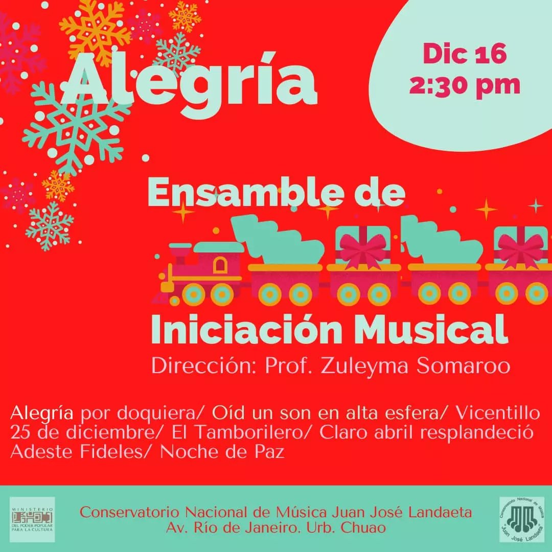 La Alegría llega con los más pequeños de nuestro Conservatorio. La Profesora Zuleyma Somaroo presenta su Ensamble de Iniciación Musical. Vie 16/2:30 PM. #culturaessoberania #laculturaeslonuestro <a href="/formacultura_ve/">Dir Gral De Formación del MPPC</a>
