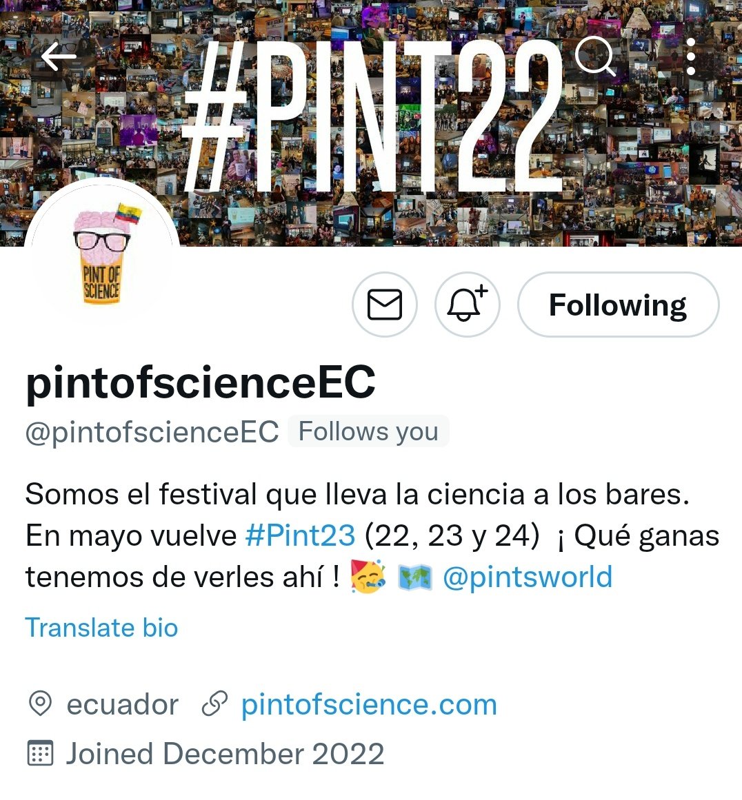 pintsworld's tweet photo. The #pintsworld family has another new member for #pint23 !!
🥁
🥁🥁
🥁🥁🥁
🥁🥁🥁🥁
🥁🥁🥁🥁🥁
Please welcome and follow
🇪🇨 @pintofscienceEC | Ecuador ✨👓🧠⚡️🤩 https://t.co/AMta2KaOz0