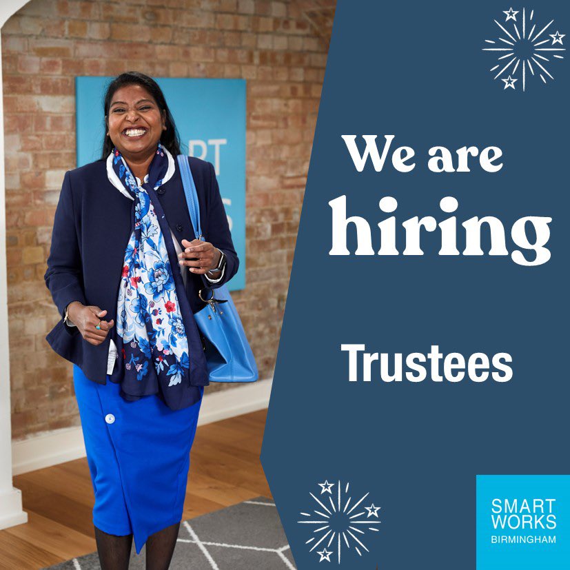 smartworksbhm's tweet image. A fantastic opportunity has arisen to join the Smart Works Birmingham Board of Trustees. The role of trustee is an important position, with the successful candidates working closely with the Chair of Trustees.

To find out more and apply click the link in our bio.