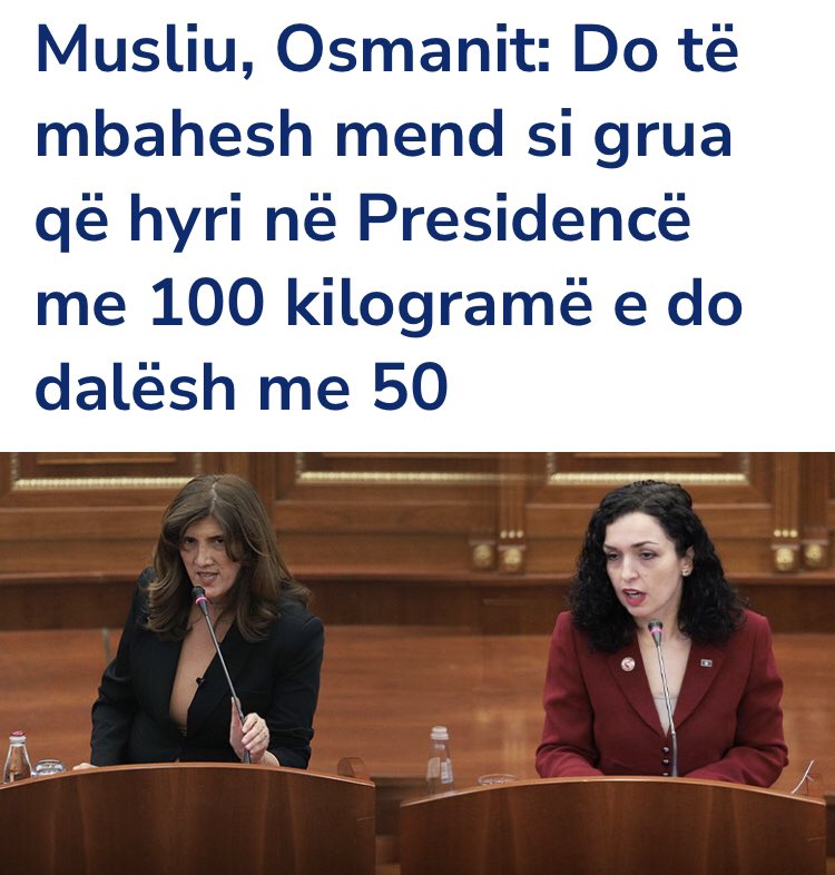 Blerim_Vela's tweet photo. E neveritshme dhe e turpshme deklarata e deputetes Musliu.

Ne mungese te ideve politike, ajo perdore gjuhe denigruese dhe seksiste.

Nese PDK e grupi i saj parlamentar pretendojne se jane reformuar duhet te distancohet nga kjo gjuhe.

Perndryshe heshtja e tyre nenkupton miratim. https://t.co/Lwsk0KTLYL