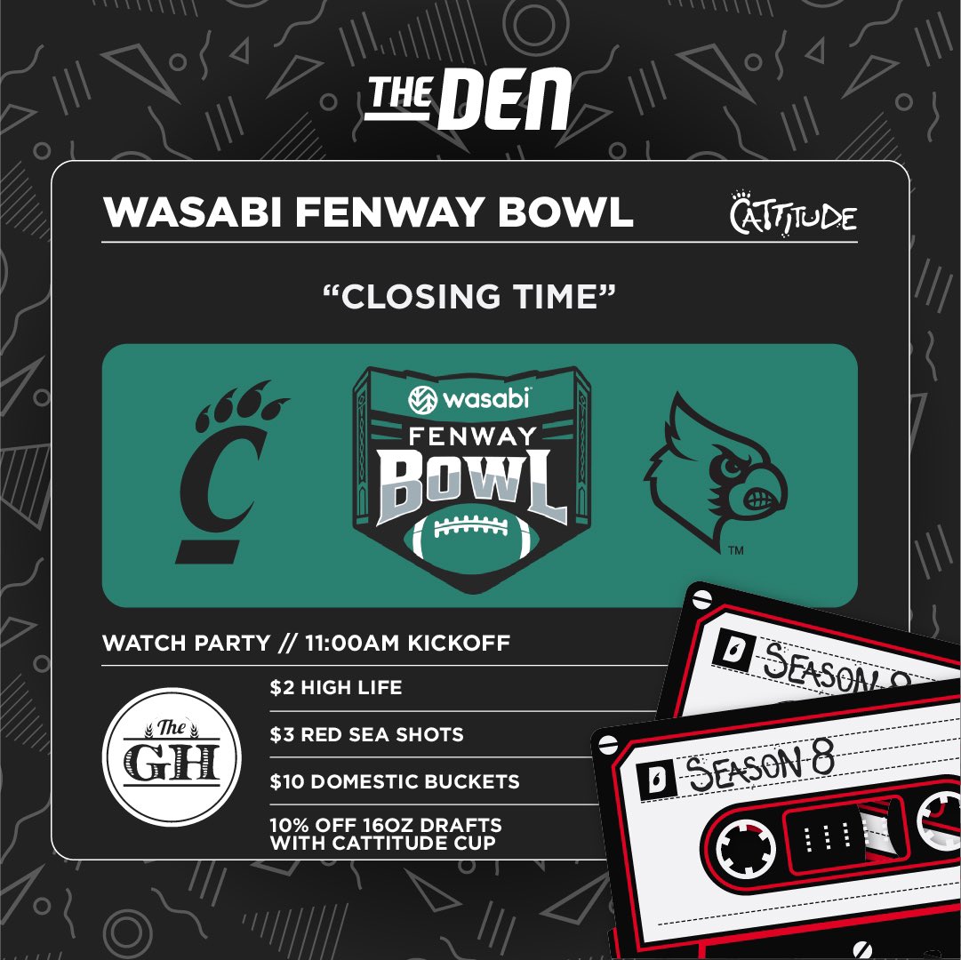TheDenUC's tweet photo. The 2022 @GoBearcatsFB campaign ends with a renewal of the “Keg of Nails” rivalry. Watch it with us on Saturday morning at @TheGrowlerHouse! https://t.co/JFMNnQElm4