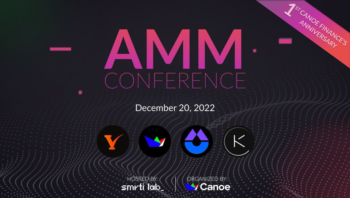 /1
We're excited to announce that we're hosting a live conference with our expert builders from <a href="/VirtuSwap/">VirtuSwap | AI-powered DEX ⚙️</a> <a href="/canoe_finance/">Canoe Finance</a> @izumi_finance @Kamino_Finance 💪
 
Talented <a href="/Bowenddex/">lzjgeskqkkw</a> from <a href="/smrti_lab/">smrti lab is hiring genuinely curious souls</a> to lead these conferences!
 
📅December 20th!
 
Let's explore the science behind AMM.