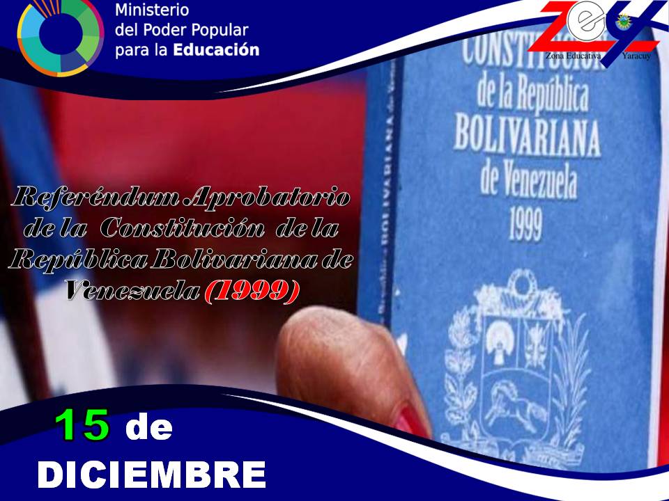 #EFEMÉRIDE Hoy  se cumplen 23 años del Referéndum constitucional de Venezuela  o Referéndum aprobatorio de la Constitución, consulta  impulsada por el ex presidente Hugo Chávez,  con  el  de  fin aprobar o no el texto del proyecto de Ley #FestivalDePesebres
@MPPEDUCACION