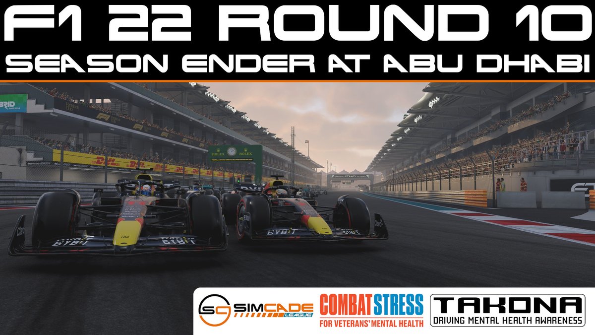 Season 4 comes to an end this week, starting with our final race of the F1 season under the lights in Abu Dhabi 🇦🇪 

Live from 7pm GMT 🤙🏼

Our target has been reached for @CombatStress for this season! Thank you to all who donated! 

League sponsored by @Takona_official 